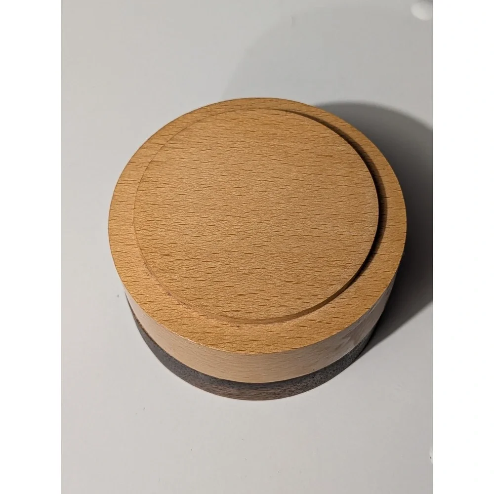 Two-Tone Wooden Magnetic Ashtray with Removable Stainless Steel Liner & Lid